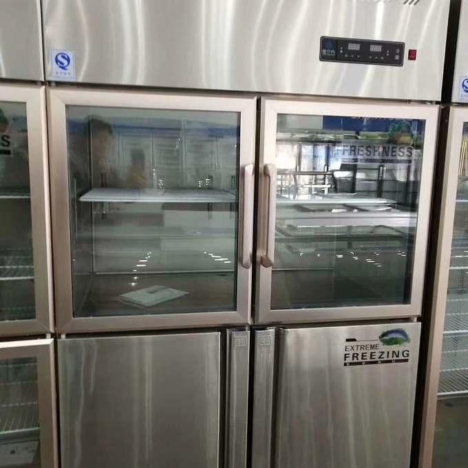 Hogere Dubbele het Roestvrije staaldiepvriezer 4 Deur Commerciële 2 van de Glasdeur