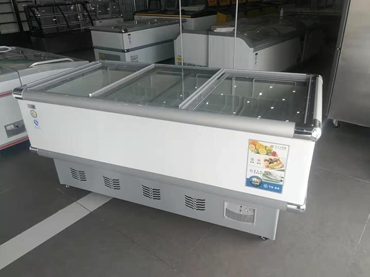 Commercial Direct Cooling Glass Door Display Freezer Horizontal Island Cabinet
