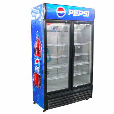 Double Door Pepsi Glass Door Refrigerator Upright Display Fridge Beer cooler
