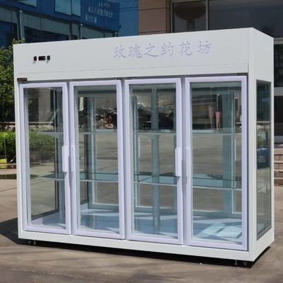 Four doors full transparent glass refrigerated fresh flower display cabinet