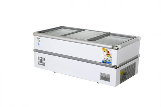 Stainless steel material made of glass sliding door refrigerated refrigerated preservation island cabinet