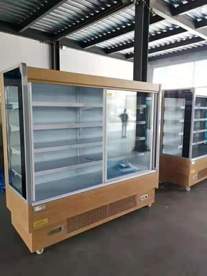 Fruit Vegetable Shop Preservation Display Cabinet Commercial With Door Curtain