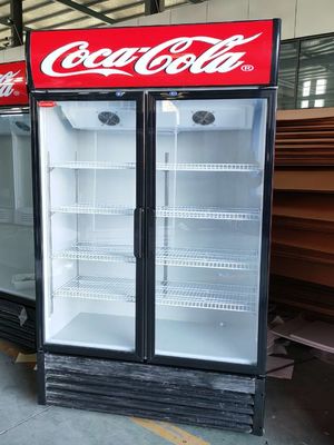Commercial Two Glass Door Freezer Fridge Adjustable
