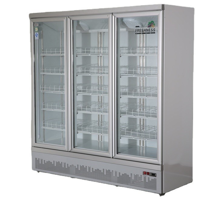 Restaurant Bar Beverage Upright Glass Door Freezer Three Door