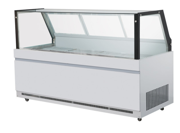 Double Doors Butchers Refrigerated Display Cabinets Deli Sliding Curved Glass