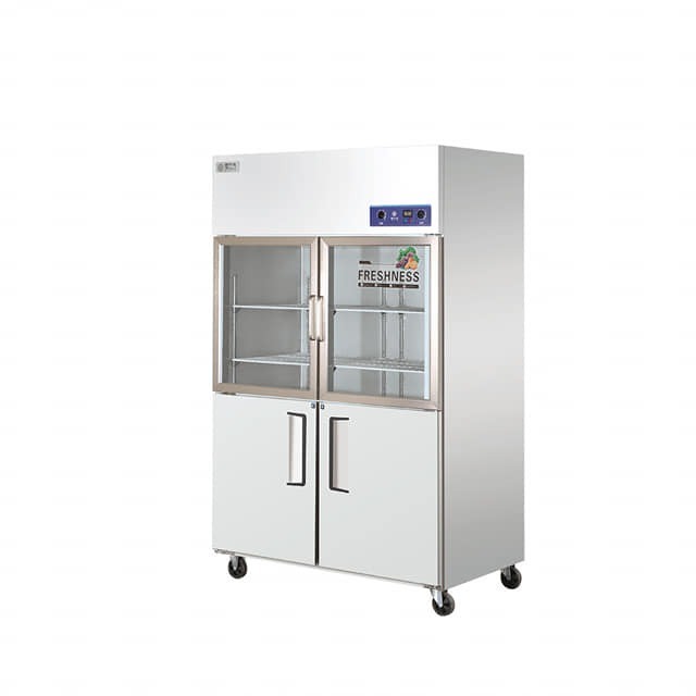 Upper Double Glass Door Stainless Steel Freezer 4 Door Commercial